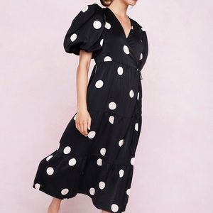 Nasty Gal Polka Dot Wrap midi dress